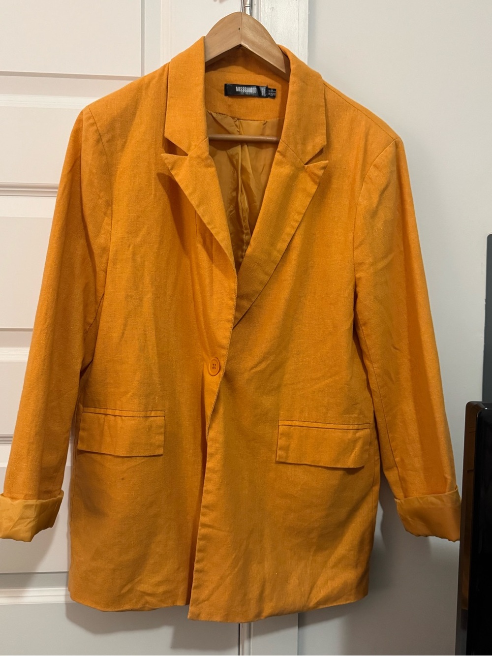 Missguided Orange Textured Lapel Blazer